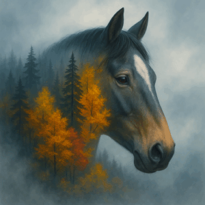 PANEL KŮŇ SE STROMY 1