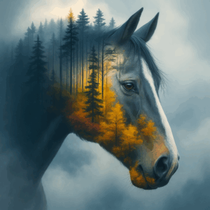 PANEL KŮŇ SE STROMY 4