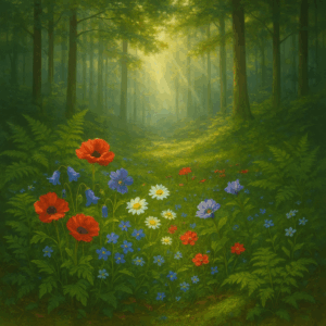 PANEL KVĚTINY V LESE