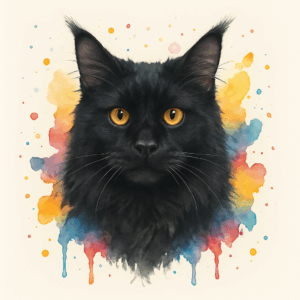 PANEL MAINSKÁ MÝVALÍ KOČKA ČERNÁ VODOVKOVÉ POZADÍ