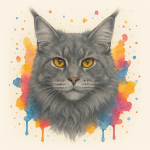 PANEL MAINSKÁ MÝVALÍ KOČKA ŠEDÁ VODOVKOVÉ POZADÍ