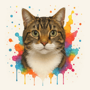 PANEL MOURATÁ KOČKA S BÍLOU NÁPRSENKOU VODOVKOVÉ POZADÍ