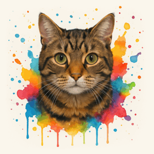 PANEL MOURATÁ KOČKA VODOVKOVÉ POZADÍ