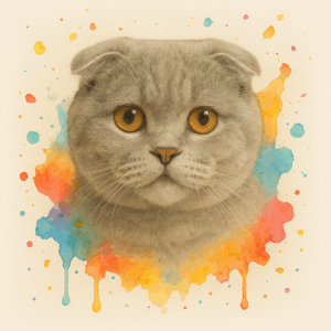 PANEL SKOTSKÁ KLAPOUCHÁ KOČKA VODOVKOVÉ POZADÍ