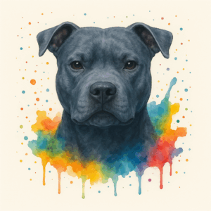 PANEL STAFORDŠÍRSKÝ BULTERIÉR MODRÝ VODOVKOVÉ POZADÍ