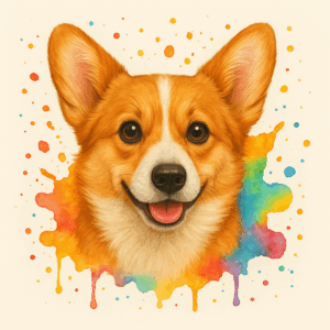 PANEL WELSH CORGI VODOVKOVÉ POZADÍ