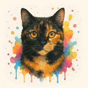 PANEL ŽELVOVINOVÁ KOČKA VODOVKOVÉ POZADÍ