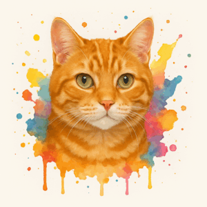 PANEL ZRZAVÁ KOČKA VODOVKOVÉ POZADÍ