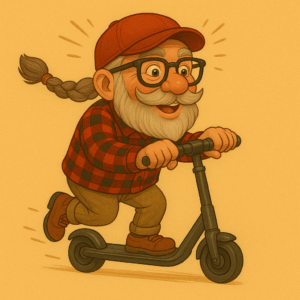 PANEL DŮCHODCE S COPÁNKEM NA KOLOBĚŽCE