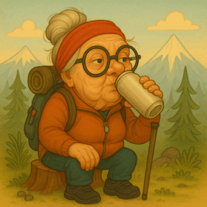 PANEL DŮCHODKYNĚ NA VÝŠLAPU S PLECHOVKOU