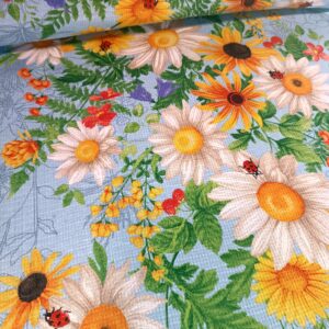 Vaflovina Květiny na  světle modré