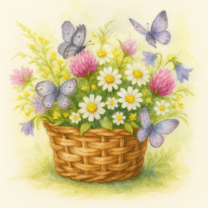 PANEL KOŠÍK S LUČNÍM KVÍTÍM