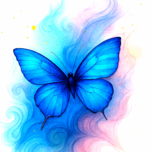 PANEL MODRÝ MOTÝL V BAREVNÉM DÝMU