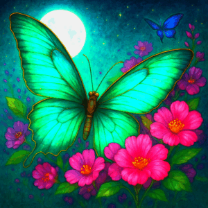 PANEL MOTÝL S KVĚTY ZELENÝ