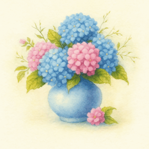 PANEL VÁZA S HORTENZIEMI