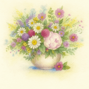 PANEL VÁZA S KVĚTINAMI