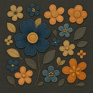 PANEL VYŠÍVANÉ JEANS KYTIČKY ŠEDÁ