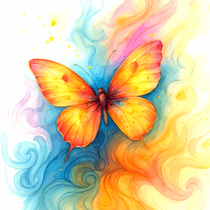 PANEL ŽLUTÝ MOTÝL V BAREVNÉM DÝMU