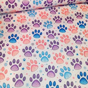 Kočárkovina Barevné tlapky na bílé