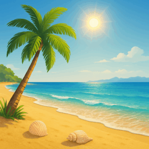 PANEL PLÁŽ S PALMOU