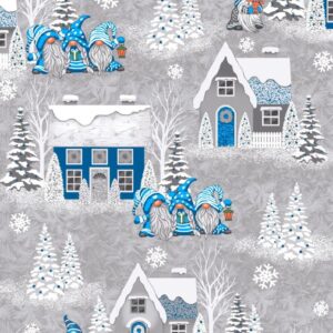 Vaflovina  Skřítci a domečky modrá