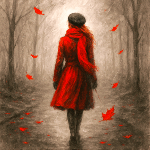 PANEL DÁMA V ČERVENÉM KABÁTKU