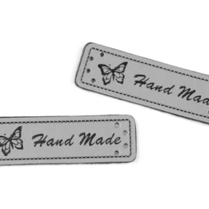 Koženkový štítek HAND MADE šedý