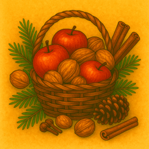 PANEL KOŠÍK S OVOCEM A OŘECHY