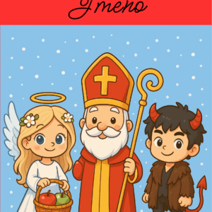 Mikulášský panel - ANDĚL ČERT A MIKULÁŠ 1 (ČERVENÁ) - SE JMÉNEM NA PŘÁNÍ