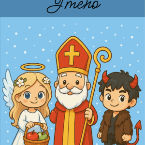 Mikulášský panel - ANDĚL ČERT A MIKULÁŠ 1 (MODRÁ) - SE JMÉNEM NA PŘÁNÍ