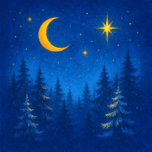 PANEL NOČNÍ ZIMNÍ LES
