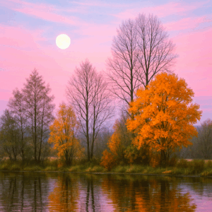 PANEL PODZIMNÍ STROMY U RYBNÍKA