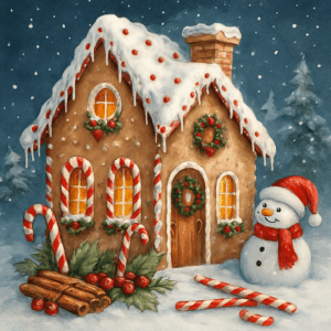 PANEL VÁNOČNÍ DOMEČEK SE SNĚHULÁKEM