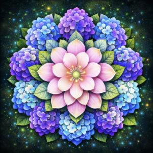 PANEL KVĚTINOVÁ MANDALA - HORTENZIE