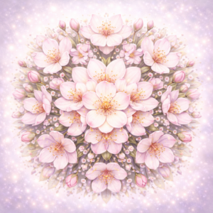 PANEL KVĚTINOVÁ MANDALA - TŘEŠŇOVÝ KVĚT