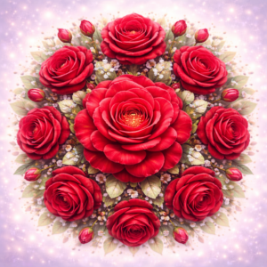 PANEL KVĚTINOVÁ MANDALA - ČERVENÁ RŮŽE