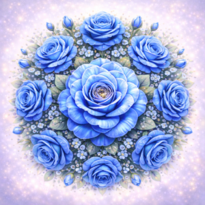 PANEL KVĚTINOVÁ MANDALA - MODRÁ RŮŽE