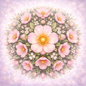 PANEL KVĚTINOVÁ MANDALA - ŠÍPKOVÁ RŮŽE