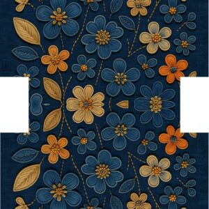 PANEL KOSMETICKÁ TAŠTIČKA - VYŠÍVANÉ JEANS KYTIČKY MODRÁ 2