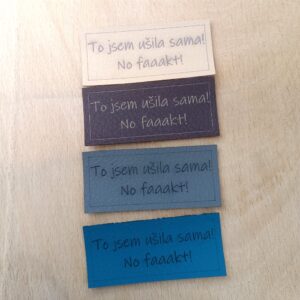 Koženkový štítek "To jsem ušil sama! No faaakt!"