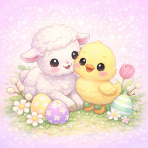 PANEL VELIKONOČNÍ OVEČKA A KUŘÁTKO 1