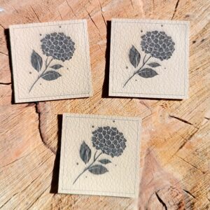 Koženkový štítek  - KVĚTINY - HORTENZIE