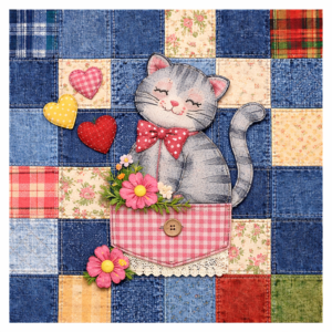 PANEL JEANS PATCHWORK KOČIČKA