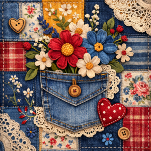 PANEL JEANS PATCHWORK KYTIČKY 3