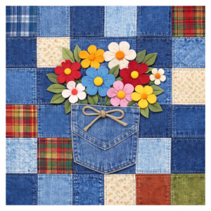PANEL JEANS PATCHWORK KYTIČKY