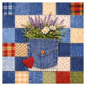 PANEL JEANS PATCHWORK LEVANDULE