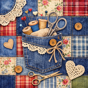 PANEL JEANS PATCHWORK ŠICÍ POTŘEBY 1