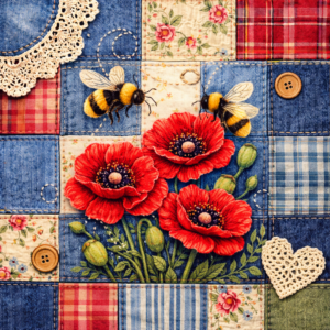 PANEL JEANS PATCHWORK VLČÍ MÁKY