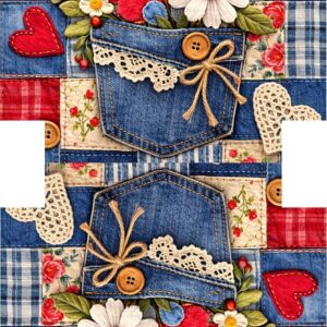 PANEL KOSMETICKÁ TAŠTIČKA - JEANS PATCHWORK KYTIČKY 2