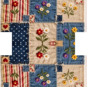 PANEL KOSMETICKÁ TAŠTIČKA - JEANS PATCHWORK SRDÍČKA